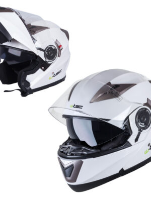 Výklopná moto prilba W-TEC Pezzon bielo-bronzová - XXL (63-64)