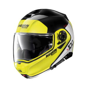 Moto prilba Nolan N100-5 Plus Distinctive N-Com P/J Glossy Black-Fluo - 3XL (65)