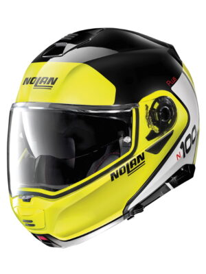 Moto prilba Nolan N100-5 Plus Distinctive N-Com P/J Glossy Black-Fluo - 3XL (65)
