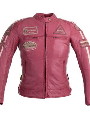Dámska kožená moto bunda W-TEC Sheawen Lady Pink ružová - 3XL