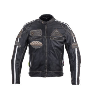 Pánska kožená moto bunda W-TEC Sheawen Vintage čierna - 6XL