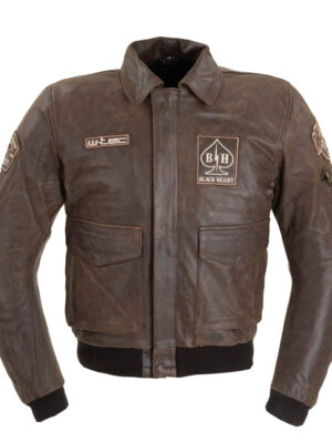 Pánska kožená bunda W-TEC Black Heart Bomber vintage hnedá - 6XL