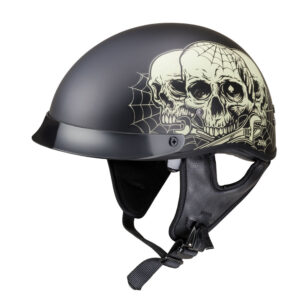 Moto prilba W-TEC Black Heart Rednut Skulls/Matt Black - XXL (63-64)