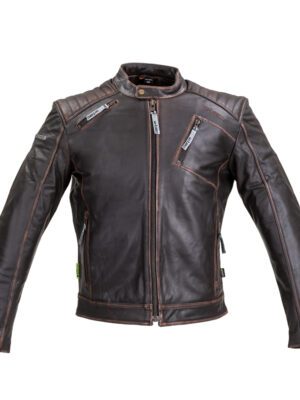 Kožená moto bunda W-TEC Embracer Vintage Dark Brown - 5XL