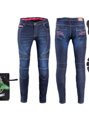 Dámske moto jeansy W-TEC Rafael modrá - 5XL