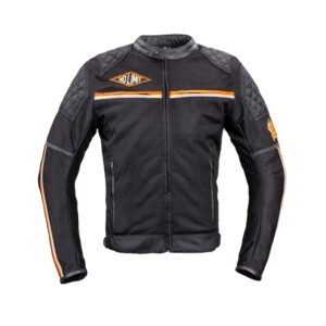 Pánska moto bunda W-TEC 2Stripe čierno-béžovo-oranžová - XXL rozšírená