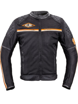 Pánska moto bunda W-TEC 2Stripe čierno-béžovo-oranžová - XXL rozšírená