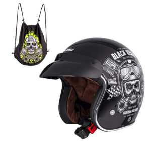 Moto prilba W-TEC Black Heart Kustom Skull