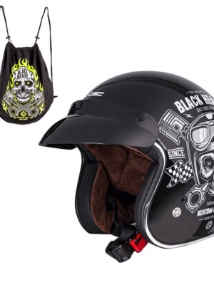 Moto prilba W-TEC Black Heart Kustom Skull