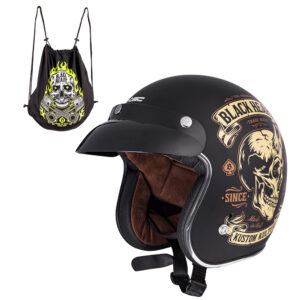 Moto prilba W-TEC Black Heart Kustom Skull Horn