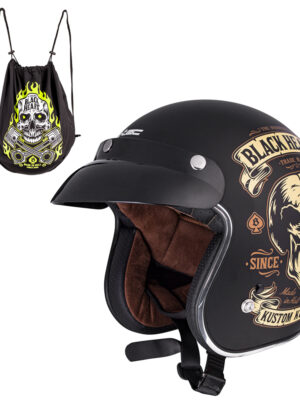 Moto prilba W-TEC Black Heart Kustom Skull Horn