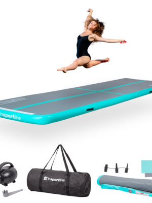 Airtrack inSPORTline Airstunt 400x100x10 cm šedá tyrkysová - tmavo šedá