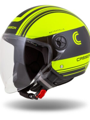 Moto prilba Cassida Handy Metropolis Safety žltá fluo/čierna/reflexná šedá XXL (61)