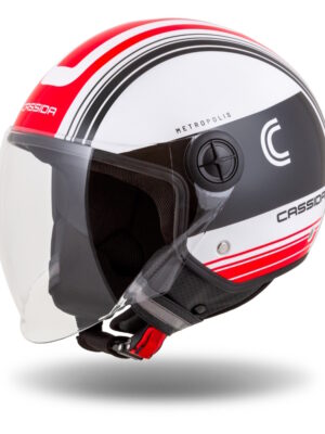 Moto prilba Cassida Handy Metropolis čierna/biela/červená XXL (61)