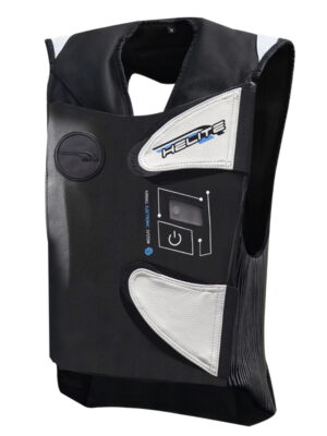 Závodná airbagová vesta Helite e-GP Air čierno-biela - XL rozšírená