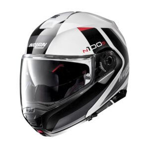 Moto prilba Nolan N100-5 Hilltop N-Com P/J Metal White - L (59-60)