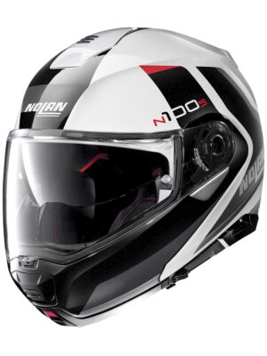 Moto prilba Nolan N100-5 Hilltop N-Com P/J Metal White - L (59-60)