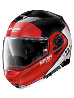Moto prilba Nolan N100-5 Plus Distinctive N-Com P/J Glossy Black-Red - XXS (54)