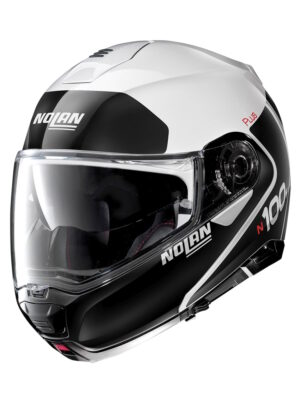 Moto prilba Nolan N100-5 Plus Distinctive N-Com P/J Metal White - 3XL (65)