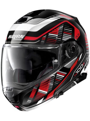 Moto prilba Nolan N100-5 Plus Starboard N-Com P/J Glossy Black-Red - XL (61-62)