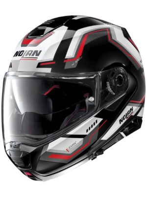 Moto helma Nolan N100-5 Upwind N-Com P/J Glossy Black-Red - XXL (63-64)