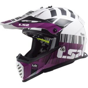 Moto prilba LS2 MX437 Fast Evo XCode Gloss White Violet - L (59-60)