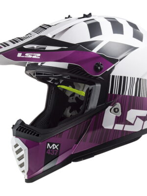 Moto prilba LS2 MX437 Fast Evo XCode Gloss White Violet - L (59-60)