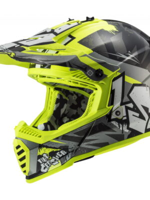 Juniorská moto prilba LS2 MX437J Fast Evo Mini Crusher Black Yellow - M (53-54)