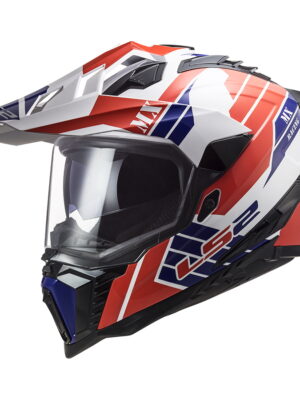 Enduro helma LS2 MX701 Explorer Atlantis Glossy Red White Blue - XXL (63-64)