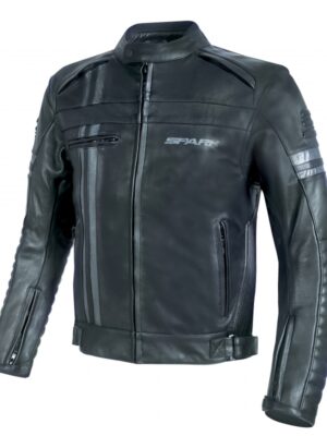 Pánska kožená moto bunda Spark Brono Evo čierna - 5XL