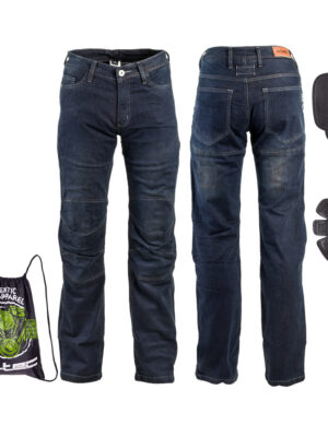 Pánske moto jeansy W-TEC Pawted s nepremokavou membránou tmavo modrá - 5XL