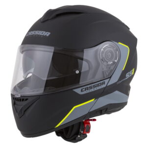 Moto prilba Cassida Compress 2.0 Refraction P/J čierna matná/šedá/žltá fluo - XXL (63-64)