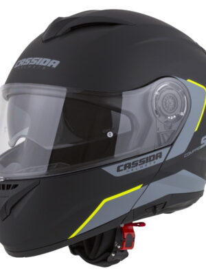 Moto prilba Cassida Compress 2.0 Refraction P/J čierna matná/šedá/žltá fluo - XXL (63-64)