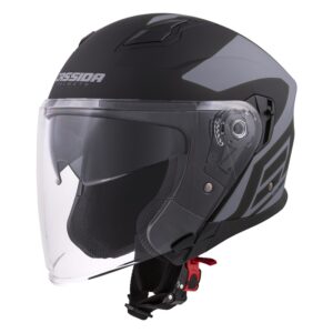 Moto prilba Cassida Jet Tech Corso čierna matná/šedá - S (55-56)