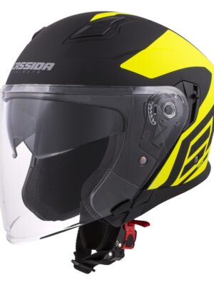 Moto prilba Cassida Jet Tech Corso čierna matná/žltá fluo - S (55-56)
