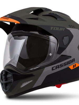 Moto prilba Cassida Tour 1.1 Spectre zelená army matná/šedá/oranžová/čierna - XXL (63-64)