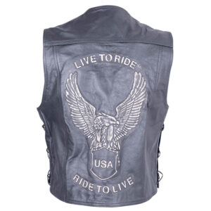 Kožená moto vesta Sodager Live To Ride Vest čierna - 6XL