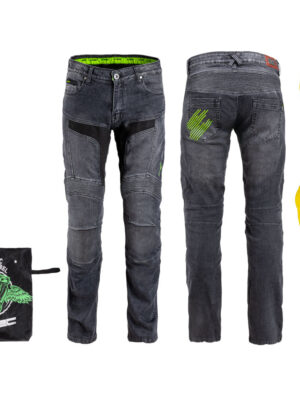 Pánske moto jeansy W-TEC Alfred CE šedá - 5XL