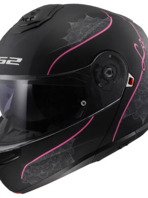 Výklopná prilba LS2 FF908 Strobe II Lux Matt Black-Pink 3XL (65-66)