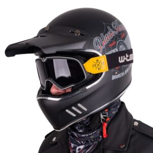 Moto prilba W-TEC Black Heart Retron s okuliarmi Dalhart Angerwheel Silver - XXL (63-64)