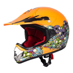 Detská moto prilba W-TEC V310 Zombie Neon Orange - XL (55-56)