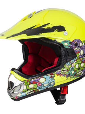 Detská moto prilba W-TEC V310 Zombie Neon Green - L (53-54)