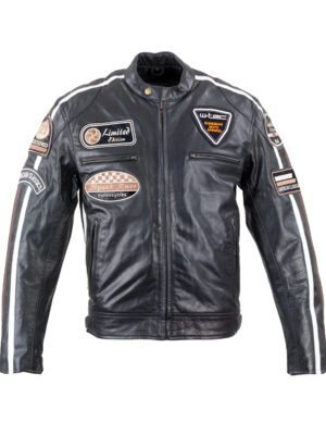 Pánska kožená moto bunda W-TEC Black Cracker čierna - 5XL