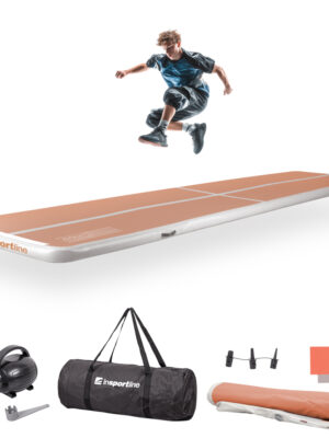 Airtrack inSPORTline Airstunt 500x100x10 cm mocha mousse s elektrickou pumpou