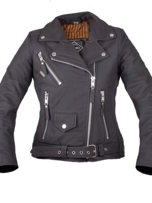 Dámska kožená moto bunda W-TEC Brinea matne čierna - L rozšírená