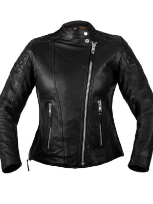 Dámska kožená bunda W-TEC Mantura tmavo hnedá - L rozšírená