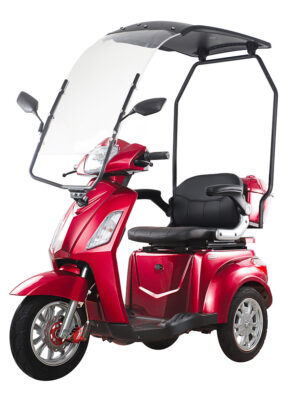 Elektrický trojkolesový vozík inSPORTline Zorica so strechou červená Elektrický trojkolesový vozík inSPORTline Zorica so strechou červená