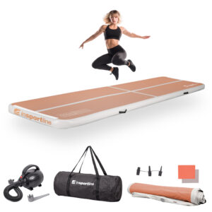 Airtrack inSPORTline Airstunt 400x100x10 cm mocha mousse s elektrickou pumpou Airtrack inSPORTline Airstunt 400x100x10 cm mocha mousse s elektrickou pumpou