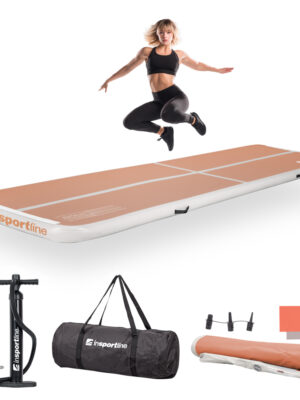 Airtrack inSPORTline Airstunt 400x100x10 cm mocha mousse s ručnou pumpou