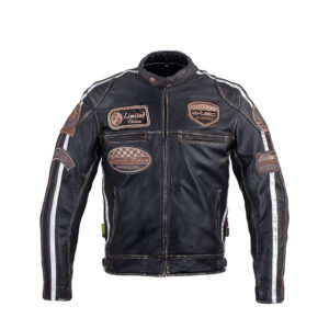 Pánska kožená moto bunda W-TEC Sheawen Vintage čierna - 6XL